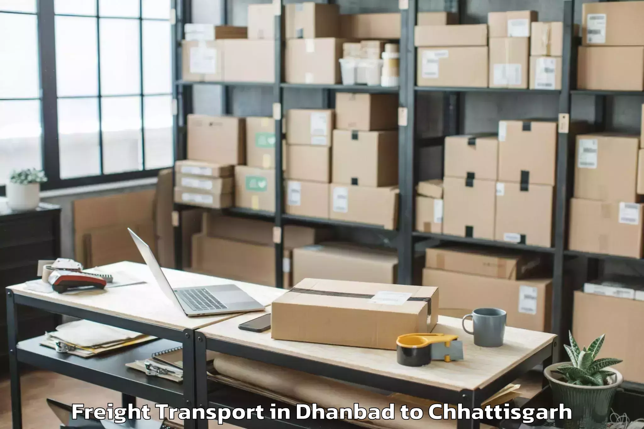 Trusted Dhanbad to Itm University Raipur Raipur Freight Transport